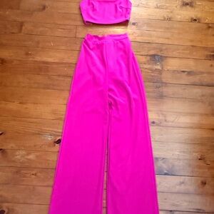 Lulus Pink Pant Crop Top Set